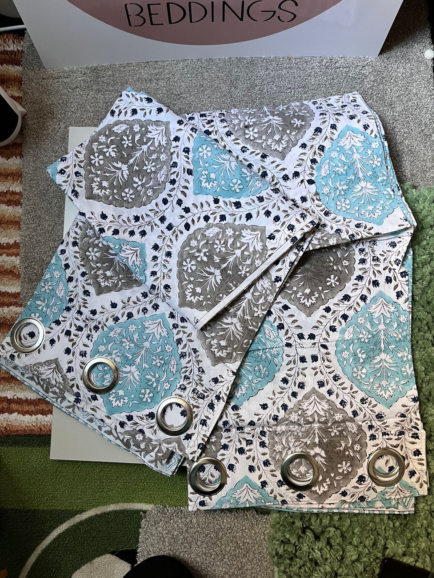 INTRICATE BLUEGREY KINGDOM CURTAIN SET