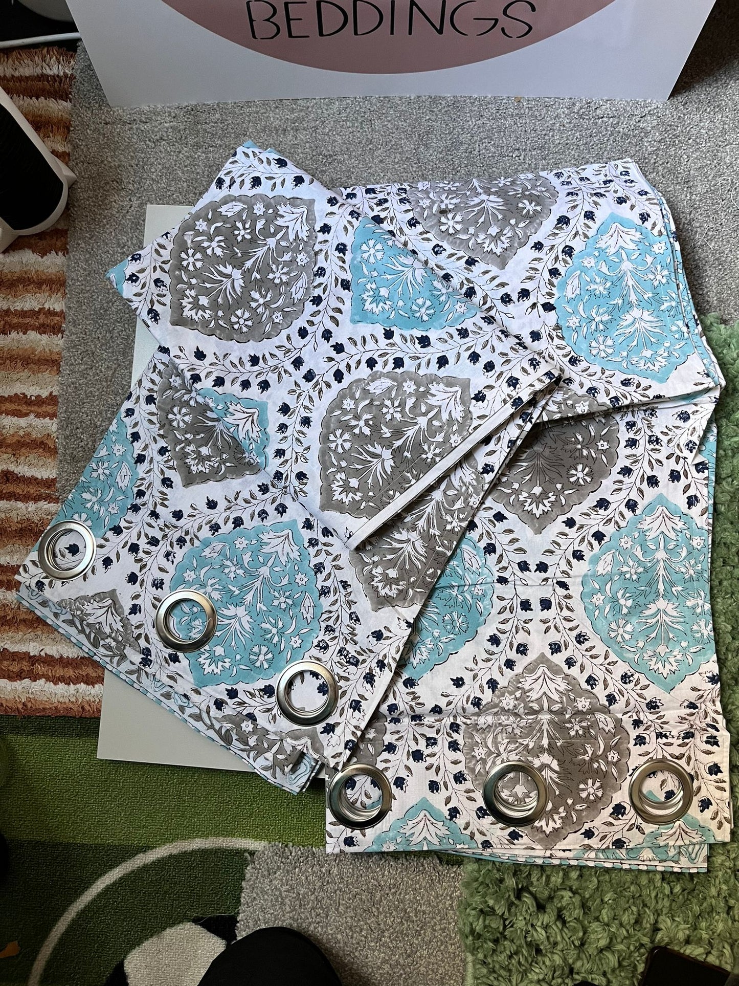 INTRICATE BLUEGREY KINGDOM CURTAIN SET
