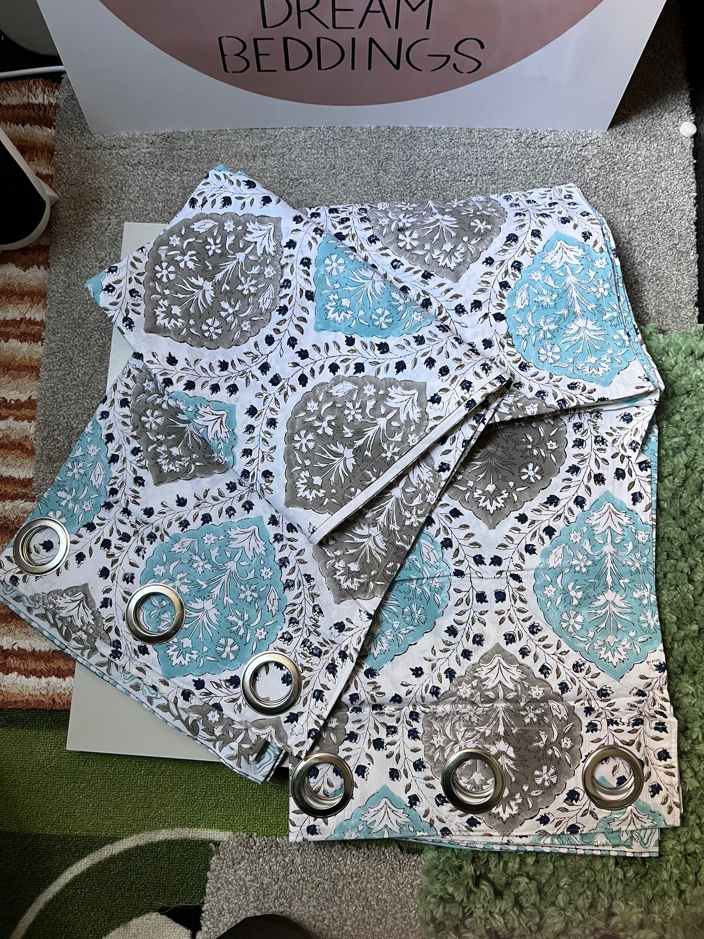 INTRICATE BLUEGREY KINGDOM CURTAIN SET