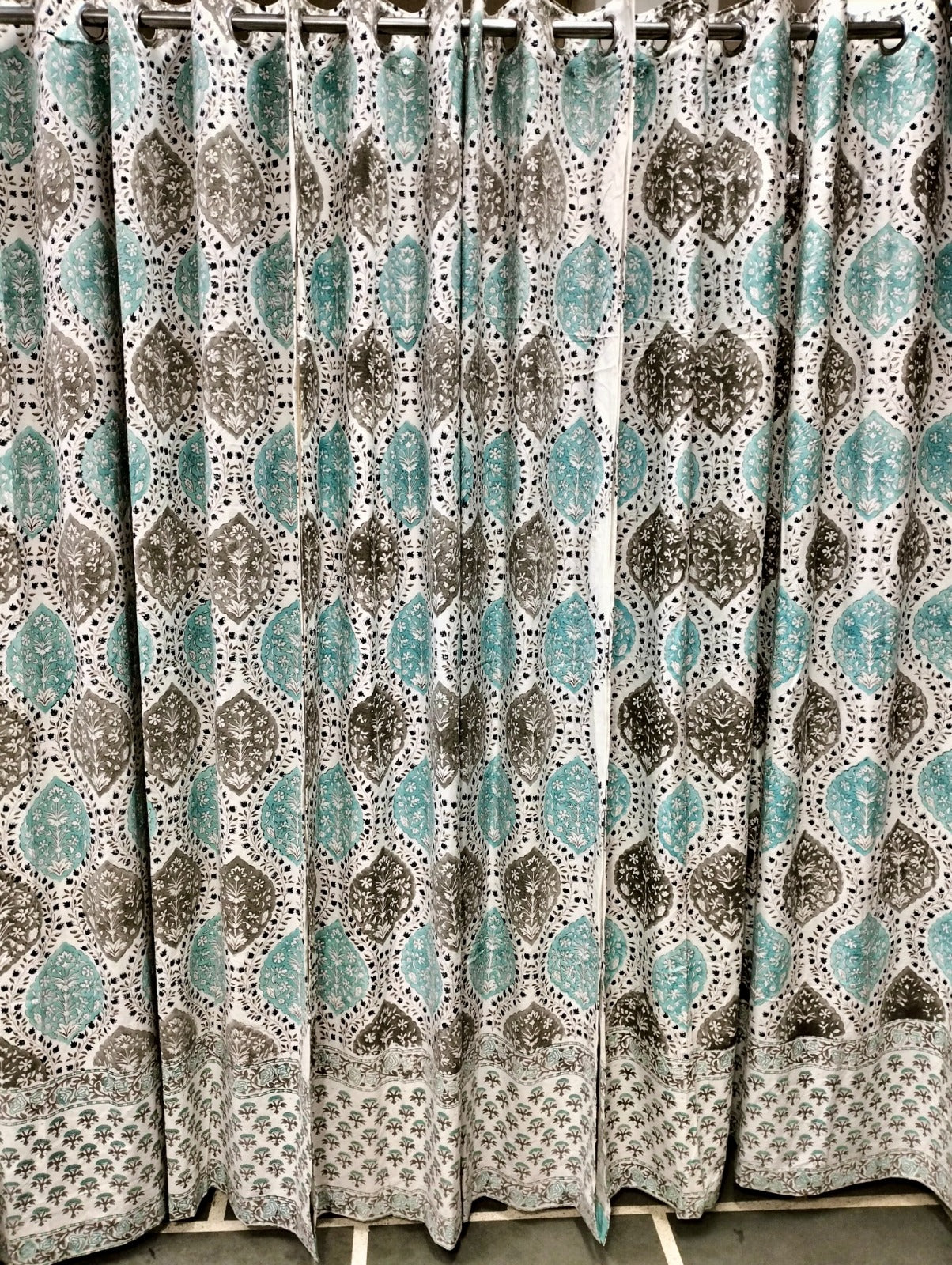 INTRICATE BLUEGREY KINGDOM CURTAIN SET