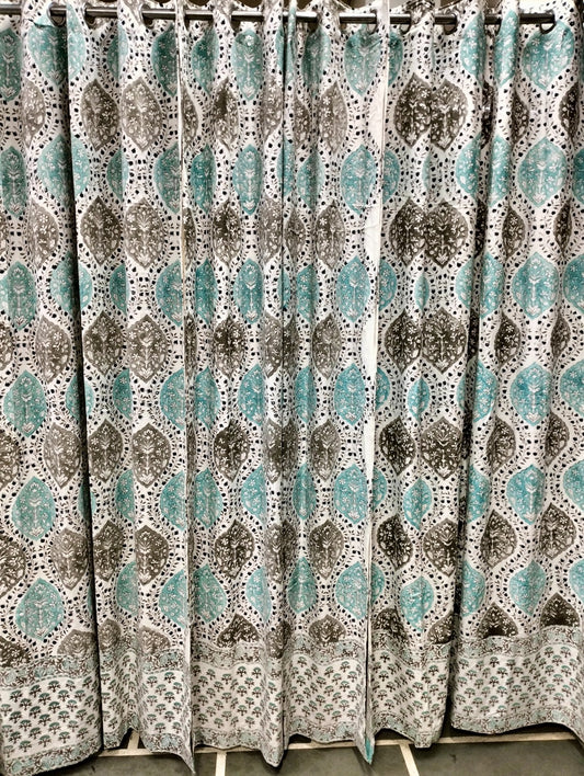 INTRICATE BLUEGREY KINGDOM CURTAIN SET