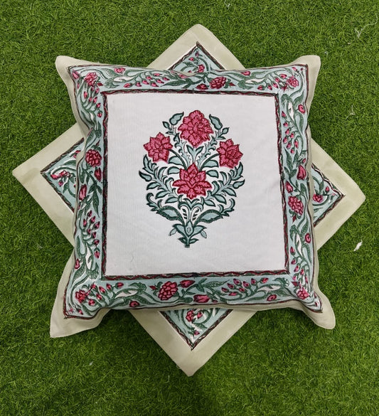 INTRICATE RED-GREEN FLORAL CUSHION COVERS (5pcs Set)