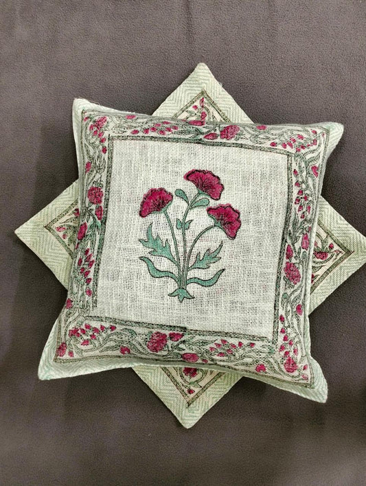 RED GREEN FLORAL CUSHION COVERS (5pcs Set)