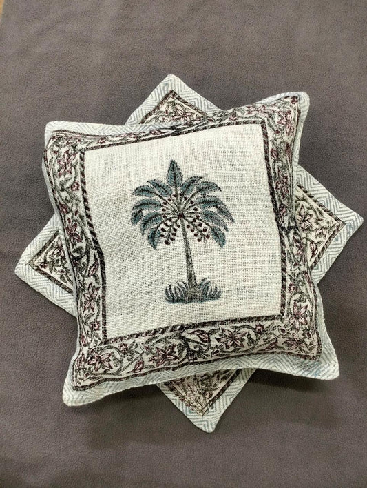 GREEN PALM PRINT CUSHION COVERS (5pcs Set)